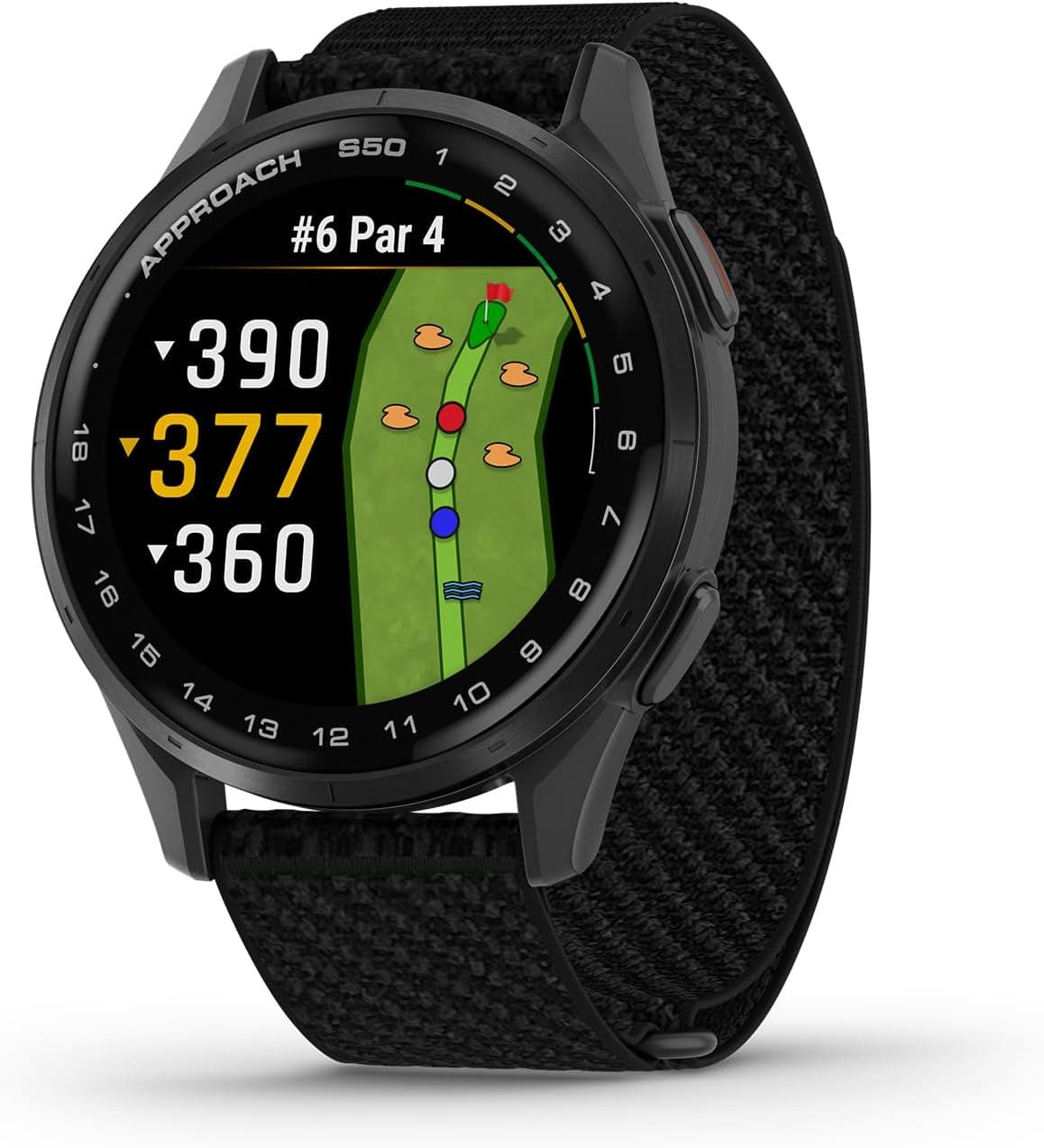 Garmin Approach S50 010-03010-00, 43mm, Black Dial, Black Nylon Band