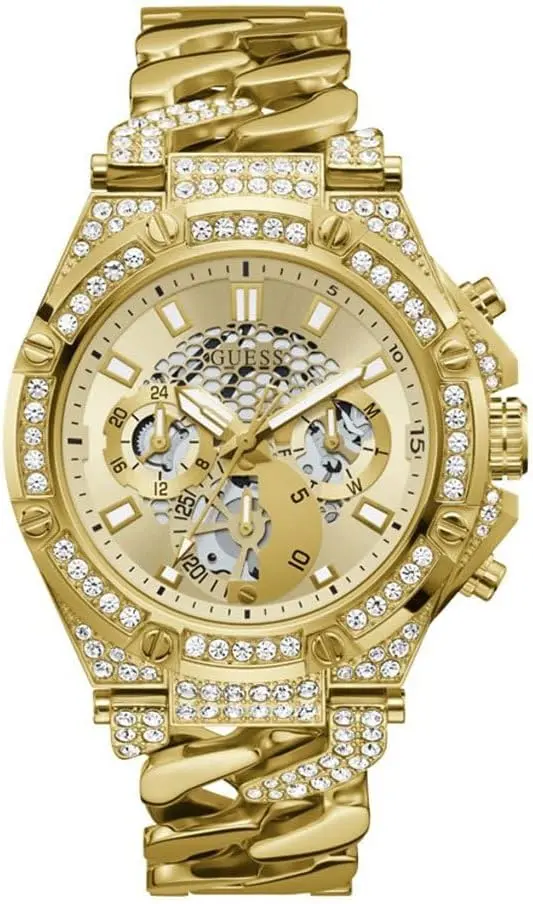 Guess Baron GW0517G2, 46 mm, braunes Zifferblatt, goldenes Edelstahlarmband