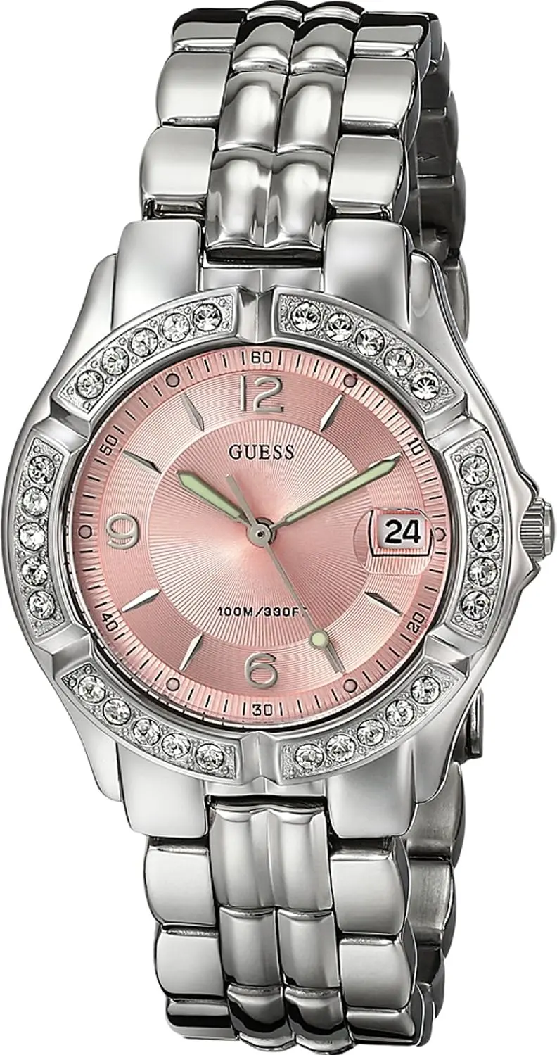 Guess Connect G75791M, 36 mm, rosafarbenes Zifferblatt, silbernes Edelstahlarmband