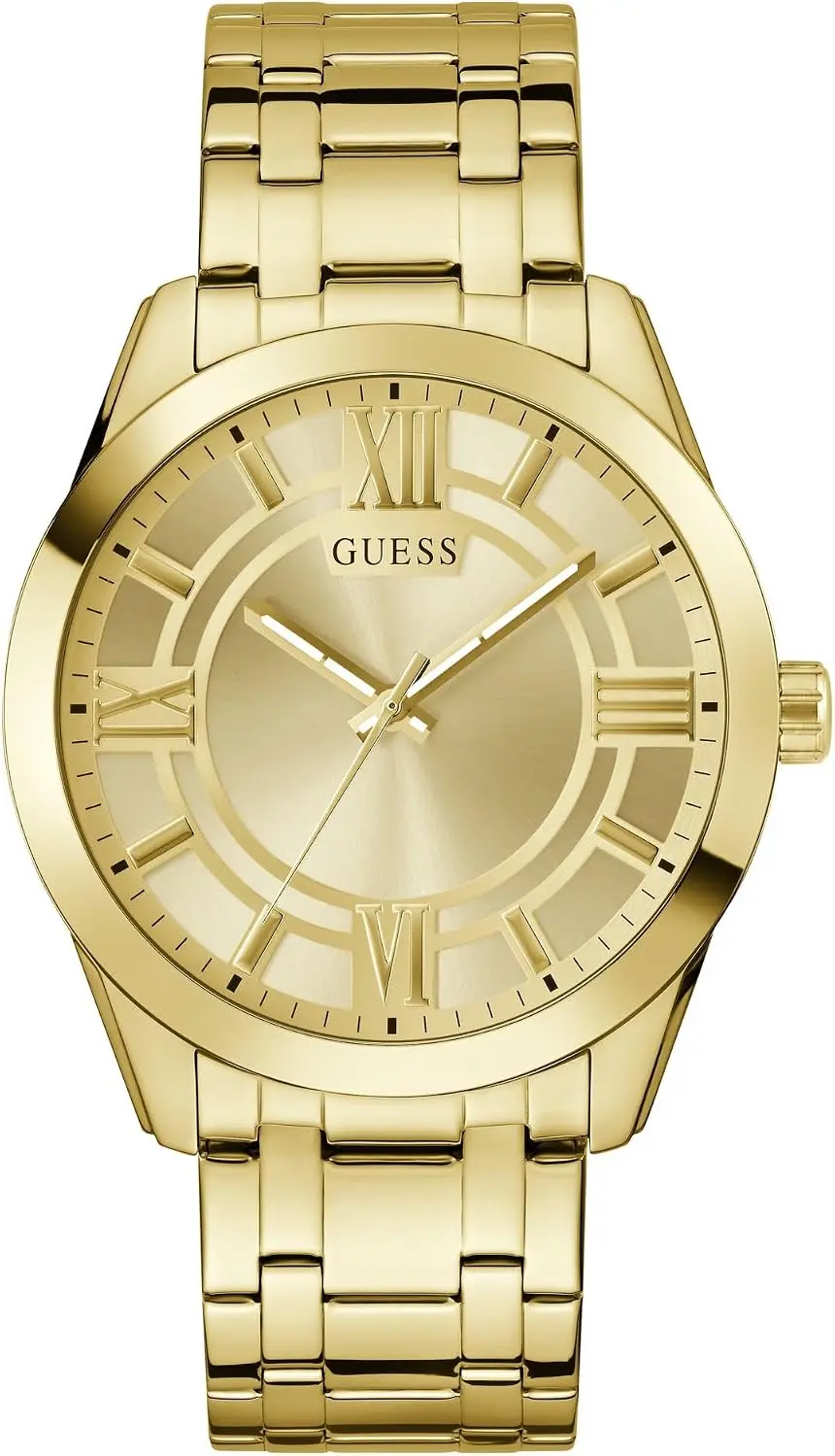 Guess Elliot GW0893G3, 44 mm, goldenes Zifferblatt, goldenes Edelstahlarmband