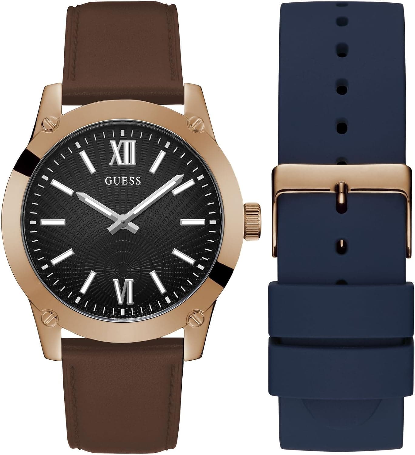 Guess GW0630G3, 44 mm, blaues Zifferblatt, mehrfarbiges Lederarmband
