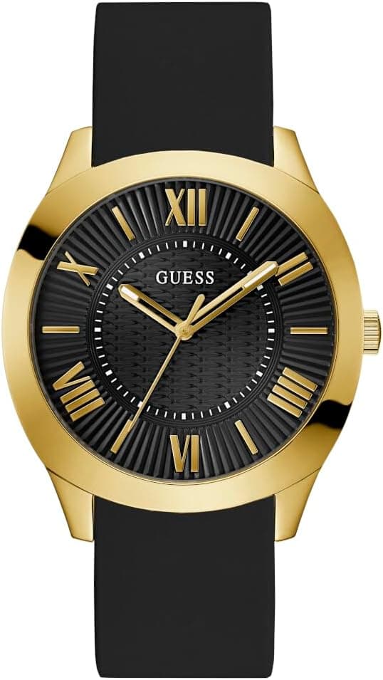 Guess GW0728G2, 44 mm, schwarzes Zifferblatt, schwarzes Silikonarmband