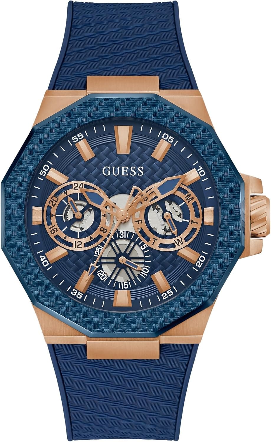 Guess GW0853G3, 45 mm, blaues Zifferblatt, blaues Silikonarmband