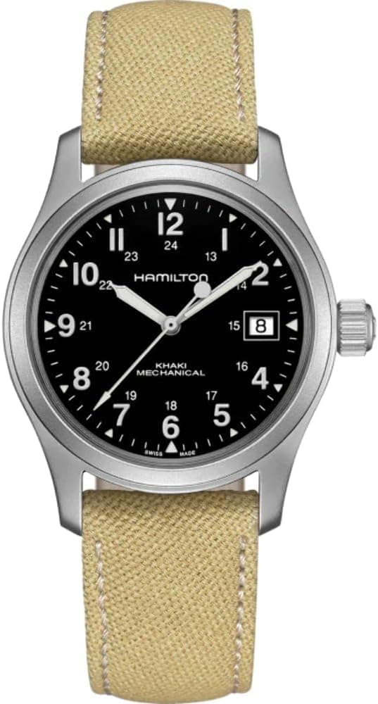 Hamilton Khaki Field 38mm, Black Dial Beige Canvas
