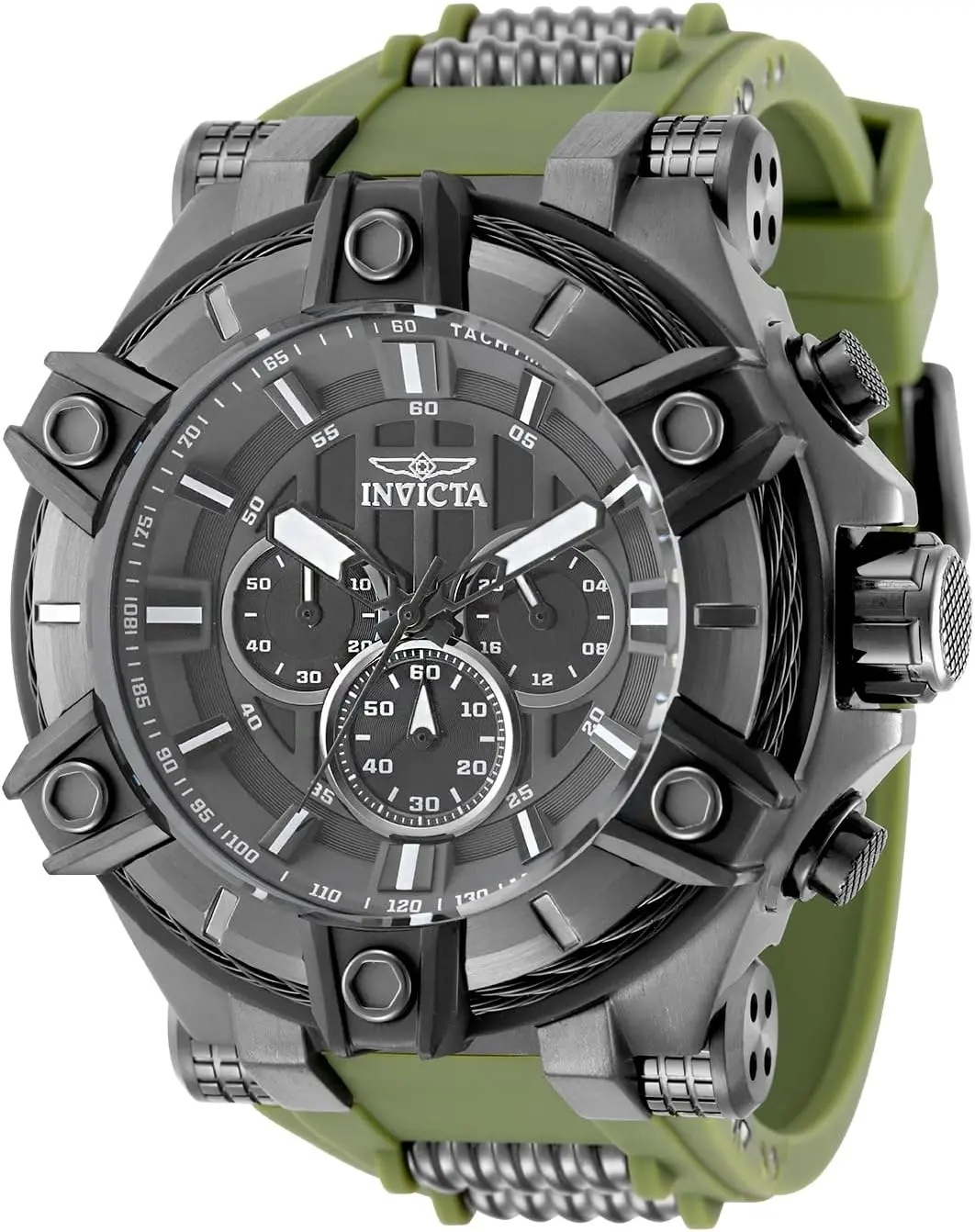 Invicta Bolt 49807, 52 mm, anthrazitfarbenes Zifferblatt, Silikonarmband
