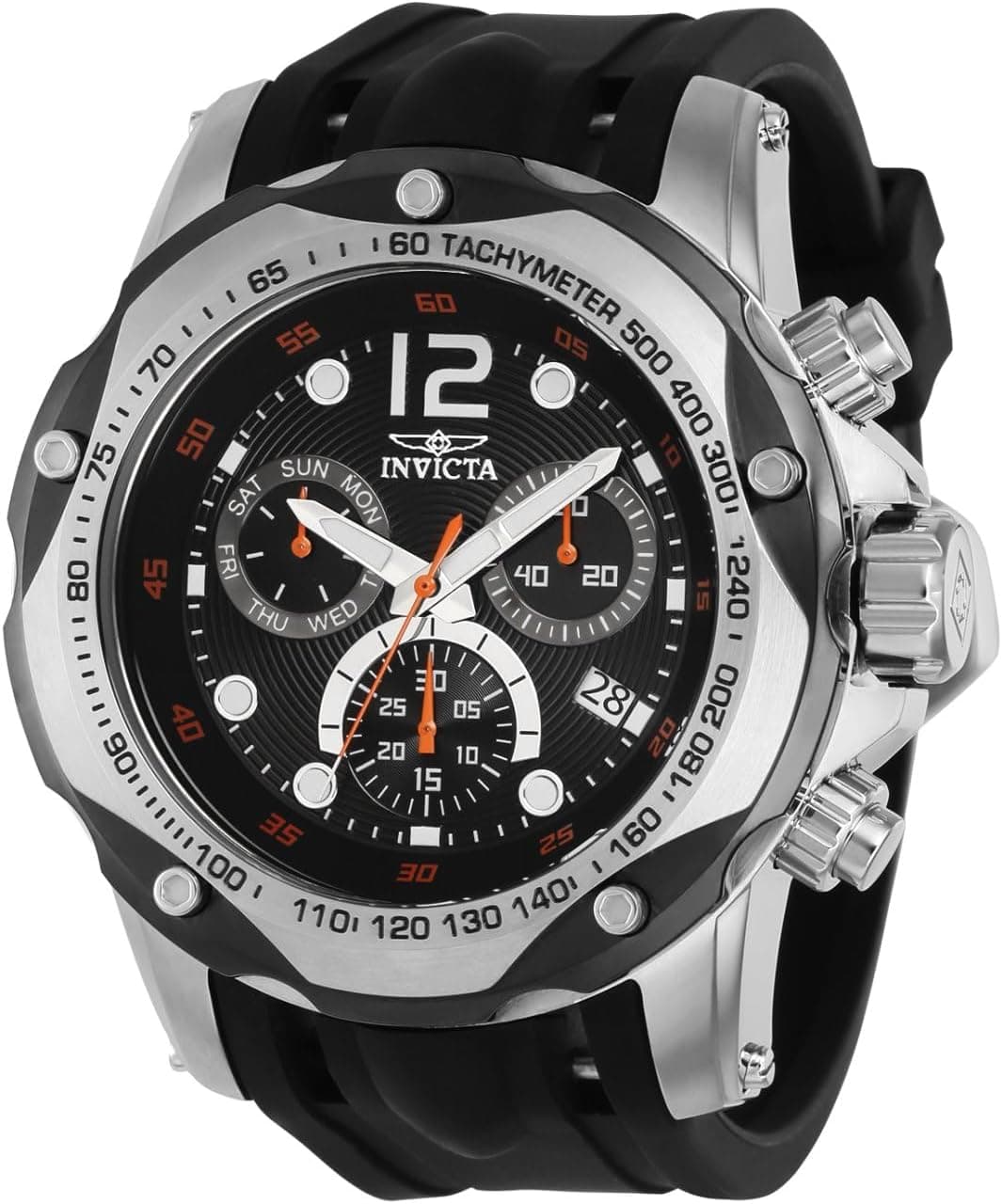 Invicta Speedway 39727, 51mm, Black Dial, Black Silicone Band