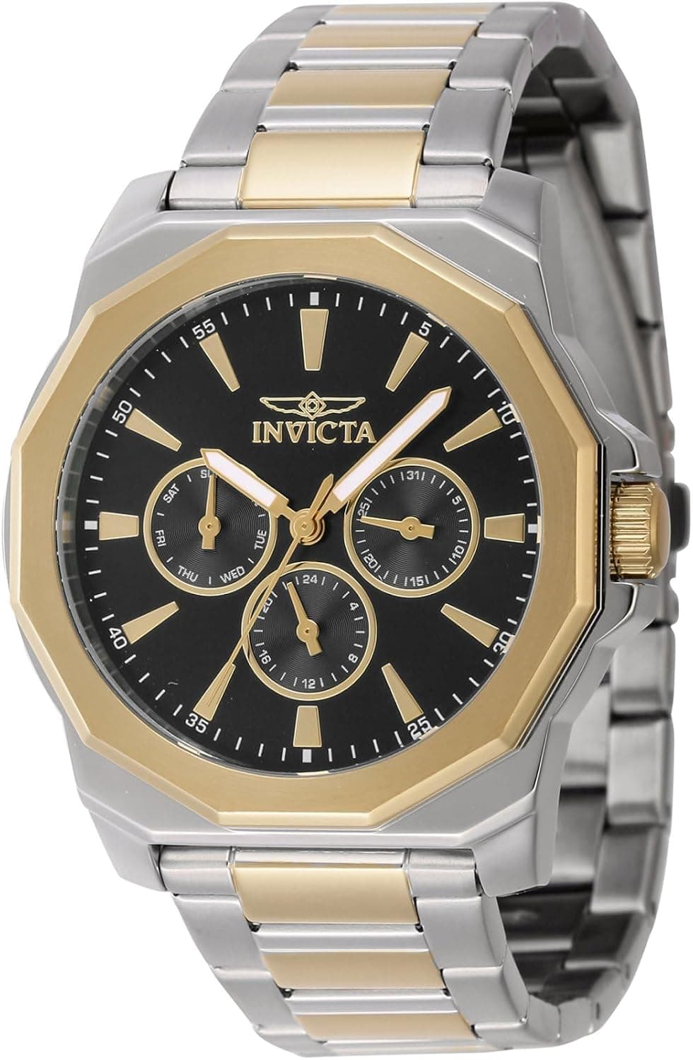 Invicta 46845 42mm, Black Dial Two Tone Stainless steel