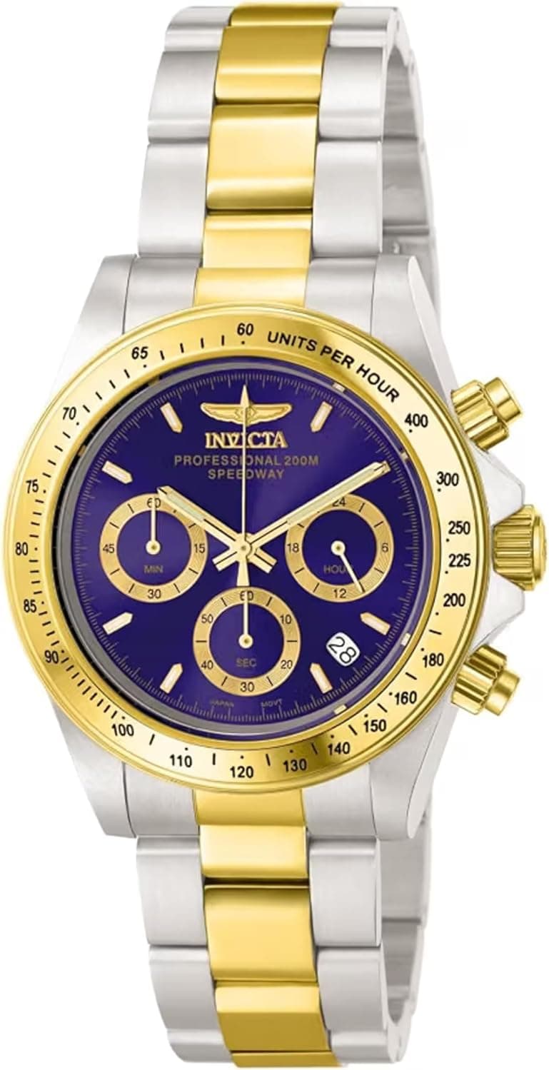 Invicta Speedway INVICTA-3644, 42 mm, blaues Zifferblatt, goldenes Edelstahlarmband