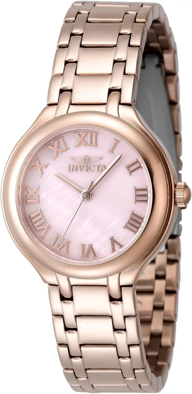 Invicta Wildflower 48232, 32 mm, rosafarbenes Zifferblatt, roségoldenes Edelstahlarmband