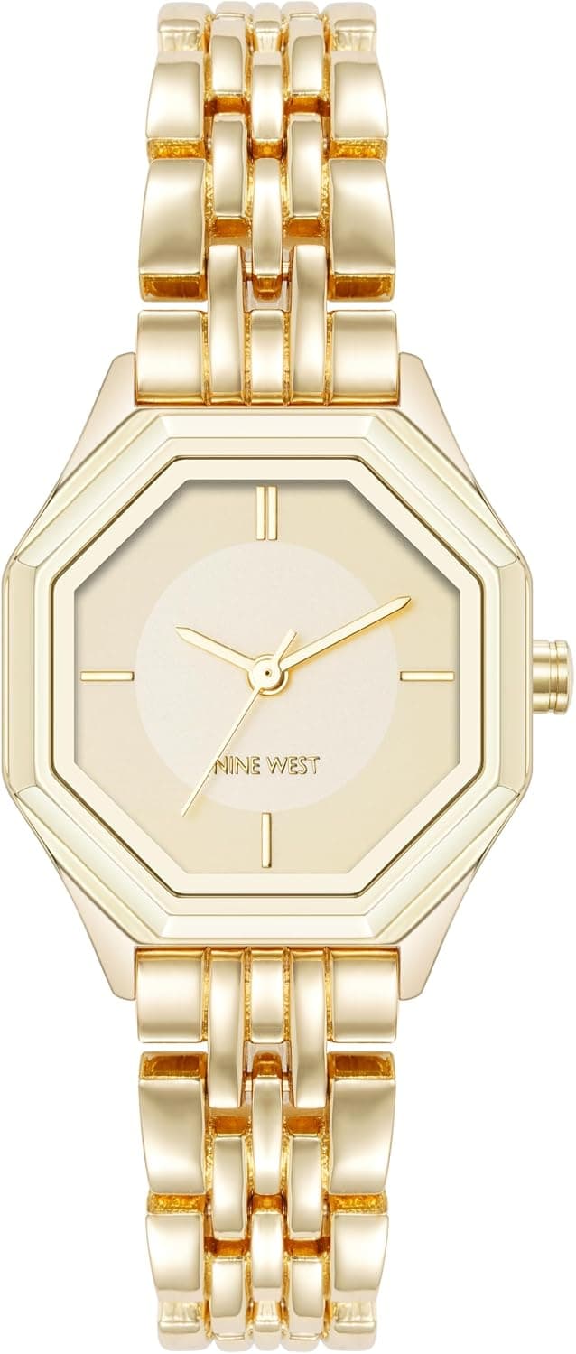 Nine West NW/3352CHGB, 28mm, Gold Dial, Gold Metal Bracelet