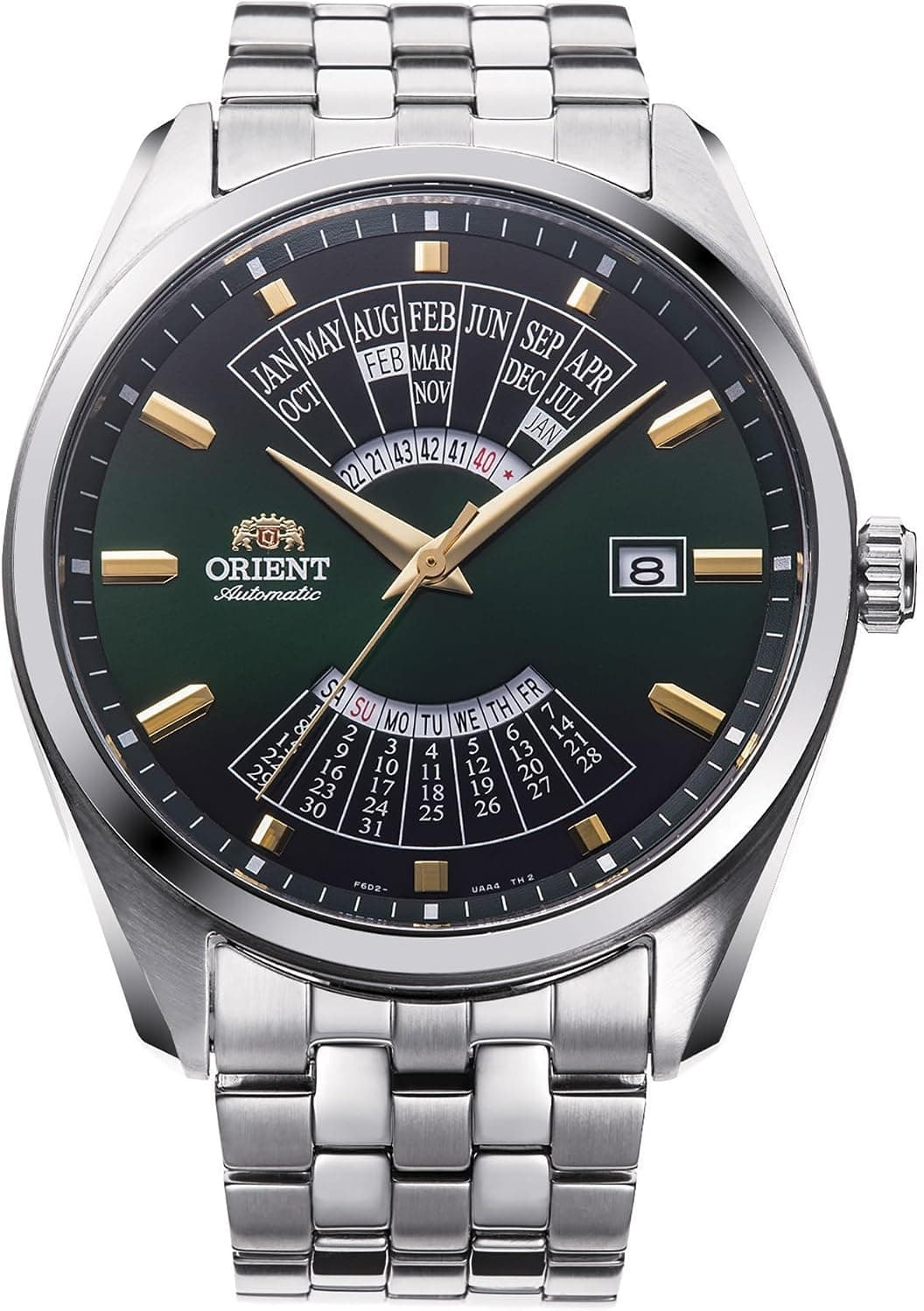 Orient Contemporary RA-BA0002E30B, 43 mm, grünes Zifferblatt, graues Edelstahlarmband