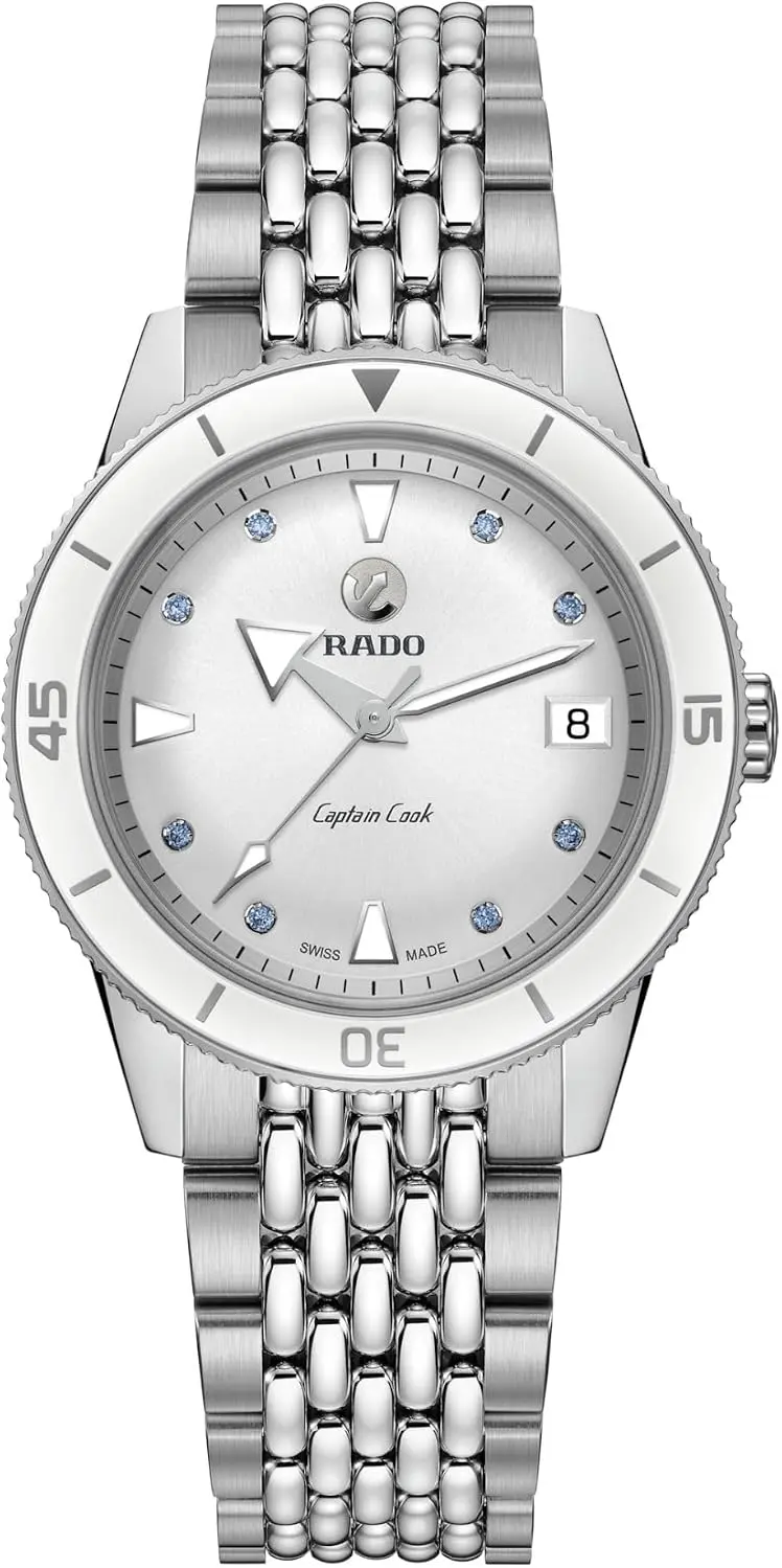 Rado Captain Cook R32500718, 37mm, White Dial, Gray Leather Band