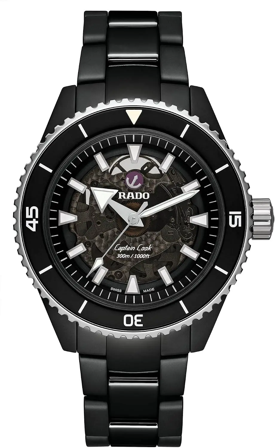 Rado Captain Cook R32127152, 43mm, Black Dial, Black Ceramic Bracelet