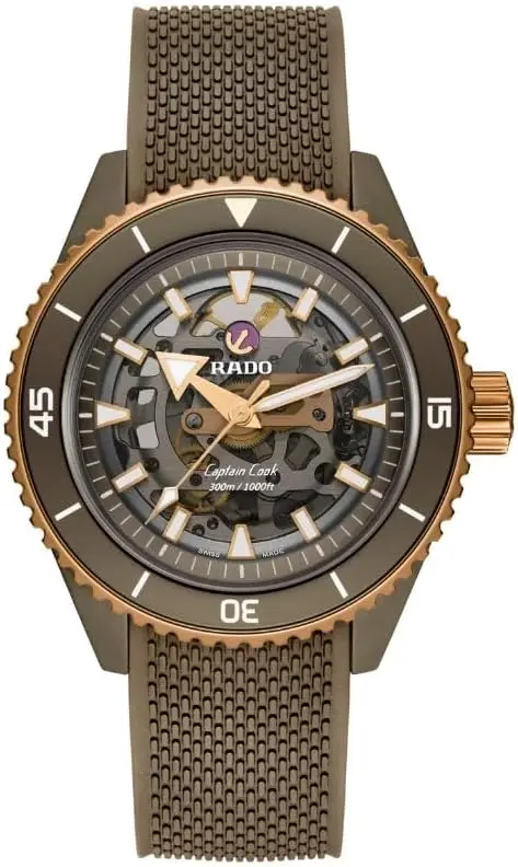 Rado Captain Cook R32150168, 43mm, Gray Dial, Green Rubber Band