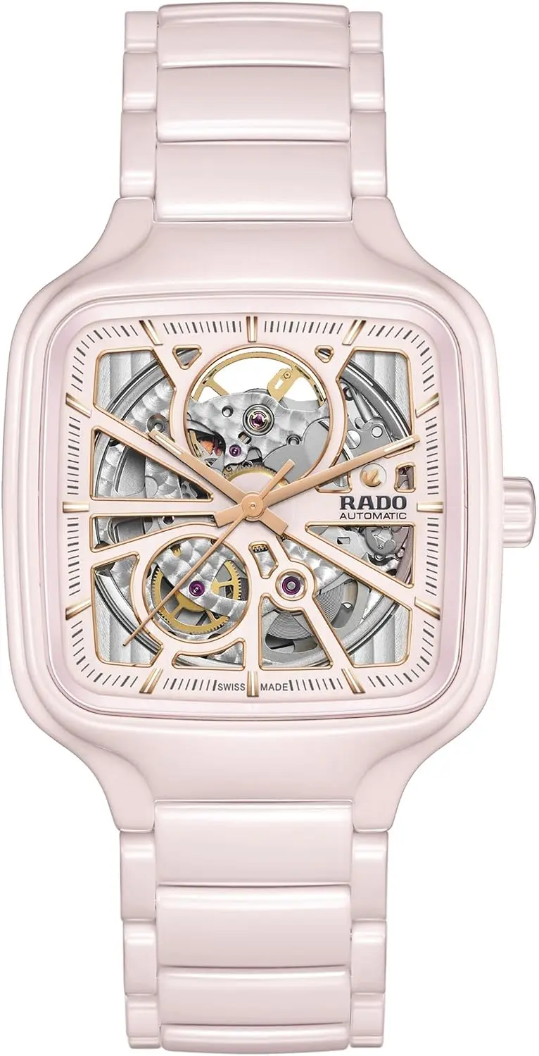 Rado True Square R27123012, 38mm, Pink Dial, Pink Ceramic Bracelet