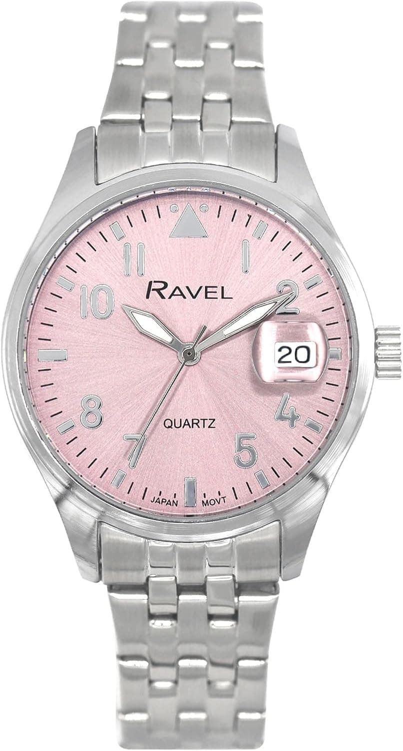 Ravel Plus RPD005LB, 34mm, Pink Dial, Stainless Steel Bracelet