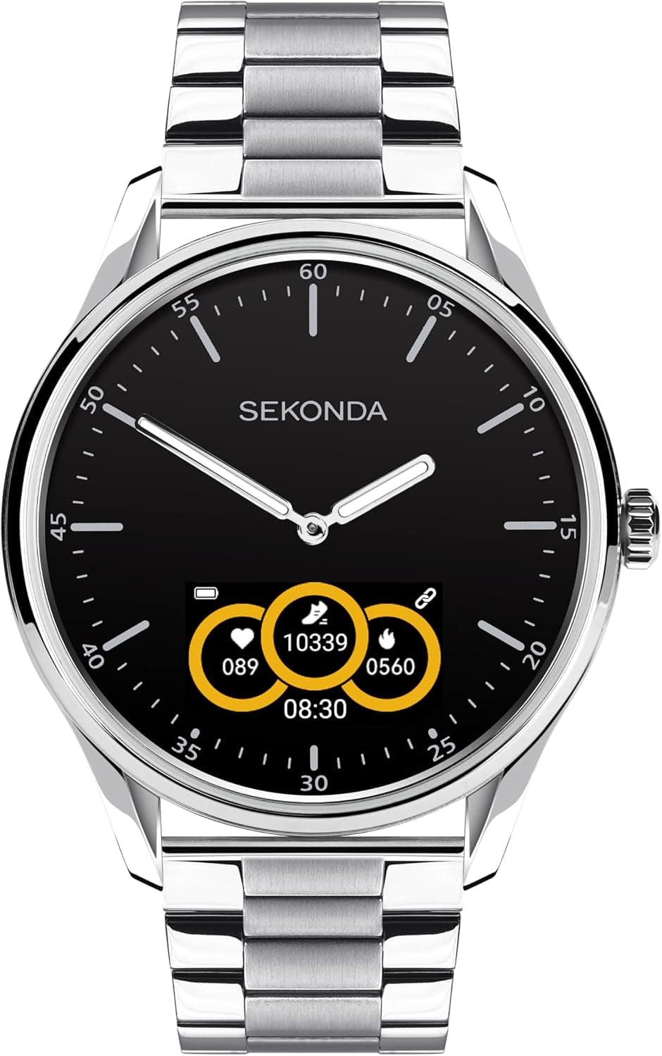 Sekonda Hybrid 5051322301493, 45mm, Silver Dial, Silver Stainless Steel Bracelet