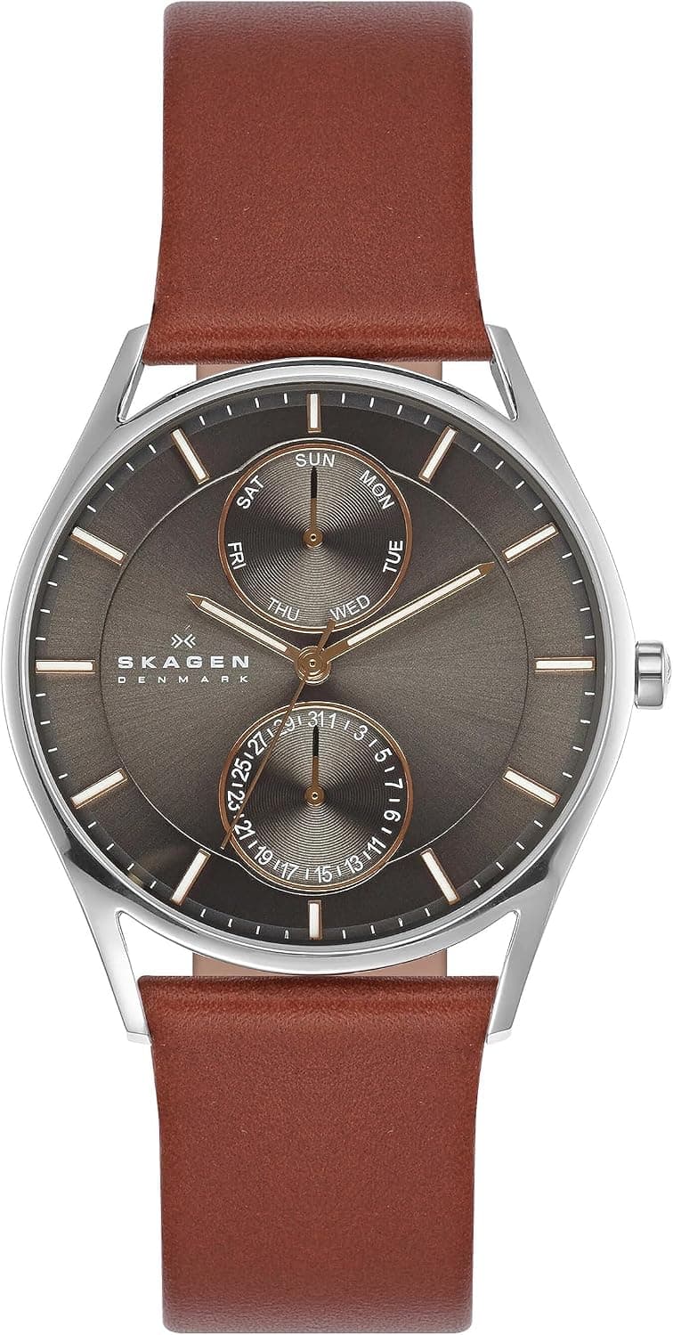 Skagen Denmark Holst 40mm, Gray Dial Brown Leather