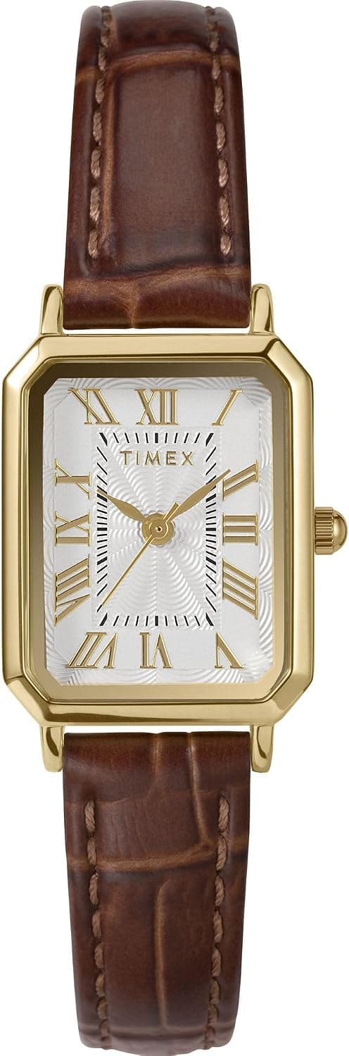 Timex Dress 21mm, White Dial Brown Leather