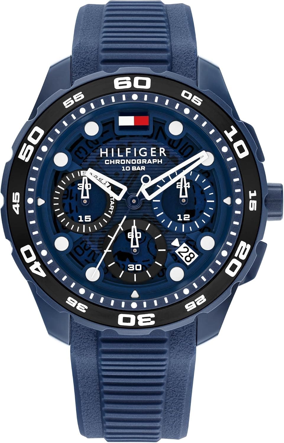 Tommy Hilfiger 1792232, 44mm, Blue Dial, Brown Silicone Band