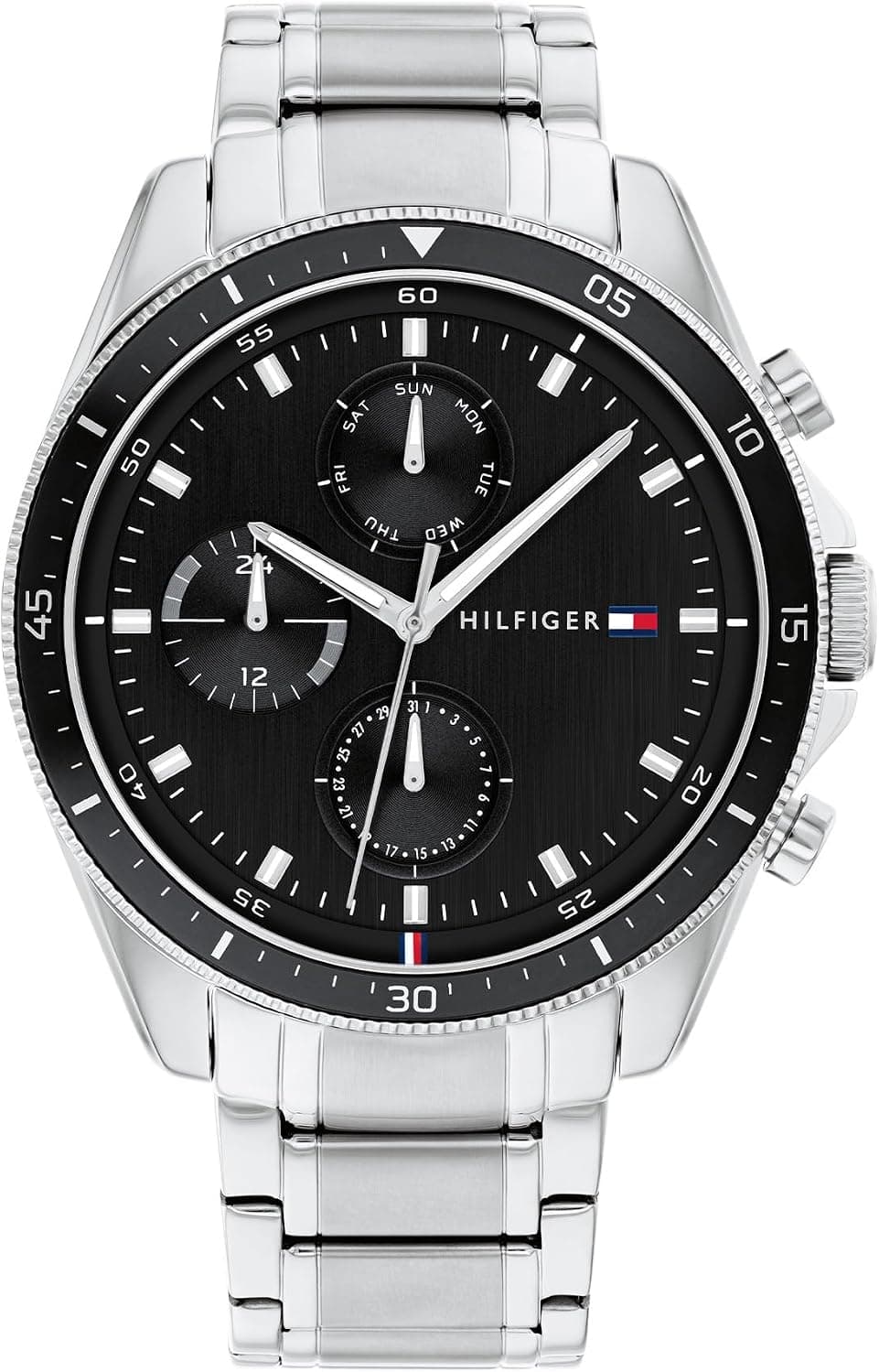 Tommy Hilfiger Parker 1791835, 44mm, Black Dial, Silver Stainless Steel Bracelet